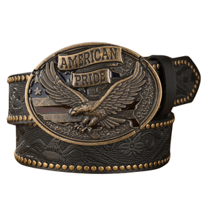 Antik American Pride cowboybälte Svart Gyllene / 120cm