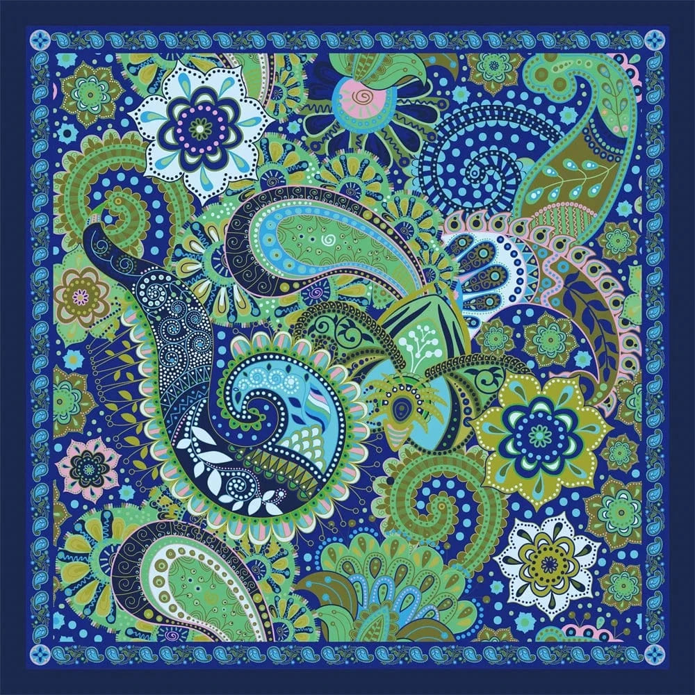 Artistisk Paisley Bandana i Blått och Grönt Blå grön