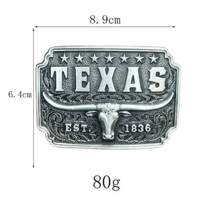 Bältespänne Texas med tjurskalle och stjärnor