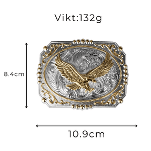 Bältesspänne western stil med detaljer i guld och silver eleganta motiv