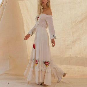 Boho chic klänning vit