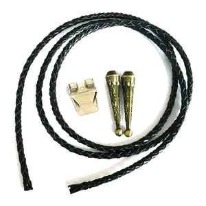 Bolo tie i aztekisk design med genuint läder