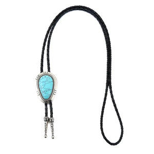Bolo tie i droppform med naturlig turkos
