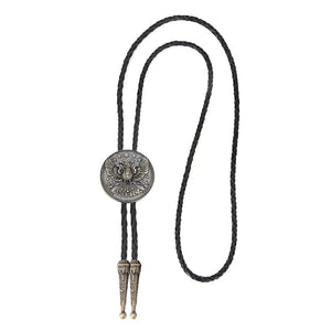 Bolo tie i läder med flygande örn och stjärndesign Antikbrons