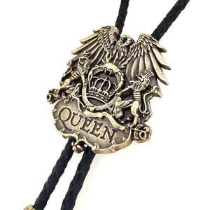Bolo tie i läder med örnmotiv och metallkrona
