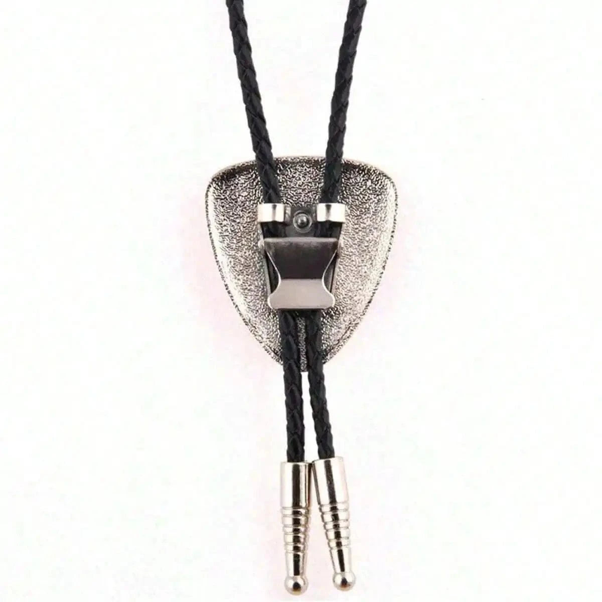 Bolo tie i läder med svart trekantig sten Svart