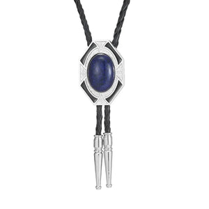 Bolo tie med geometrisk infattning och äkta sten Marinblå