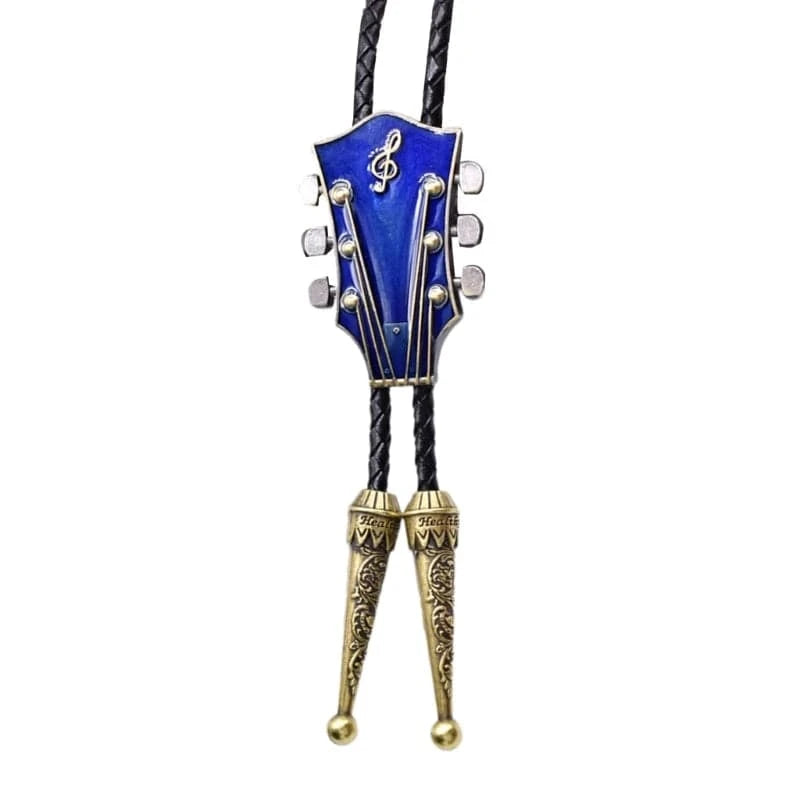 Bolo tie med gitarrhänge i emalj Blå