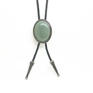 Bolo tie med glasdetalj och ovalt vintagehänge Olivgrön