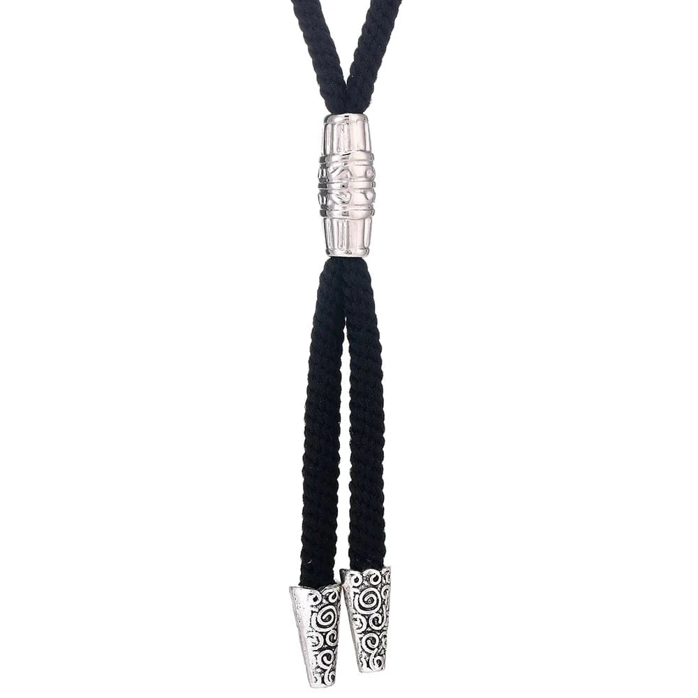 Bolo tie med silverfäste och svart nylonrep Svart silver 1st stil 1