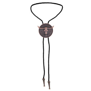 Bolo tie med tjurhuvud med långt horn