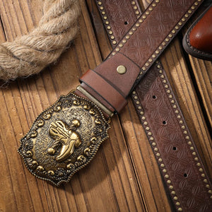 Brunt cowboyläderbälte