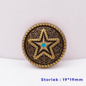 Concho i Antik Mässing med Ingraverad Stjärna 19mm