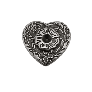 Concho i antiksilver med dekorativa motiv Silverhjärta / 10st
