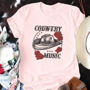 "Country Music" T-shirt Rosa / S