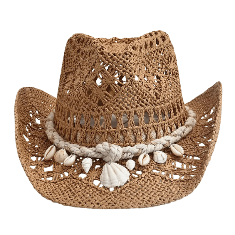Cowboy stråhatt med Snäckor Khaki / One Size