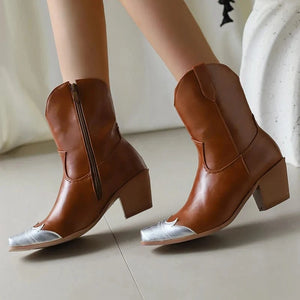 Cowgirl-Ankelboots med Metalltå