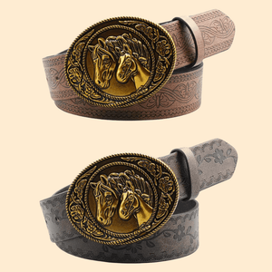 Cowboybälte i Retrostil med Hästmotiv och Präglad Design
