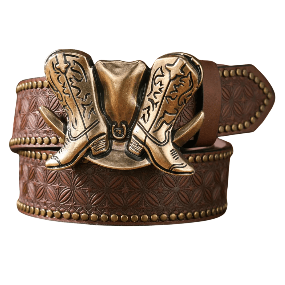 Cowboybälte med boots och hattspänne