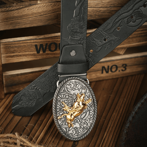 Cowboybälte med gyllene tjurspänne