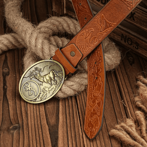 Cowboybälte med hjortspänne i mässingsfärg