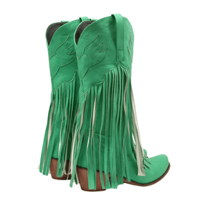 Cowboyboots dam med fransar i retrostil av mjukt läder