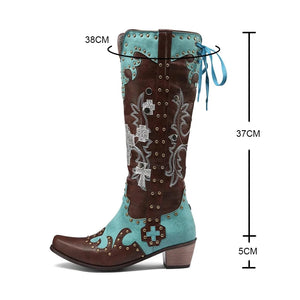 Cowboyboots i turkos och brunt