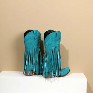 Cowboyboots med fransar och retrolook