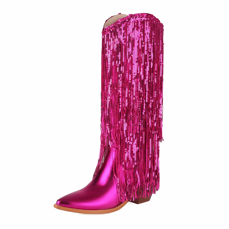 Cowboyboots med glänsande fransar Rosa / 37