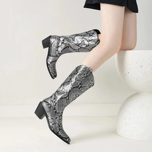 Cowboyboots med Ormskinnsmönster för Dam