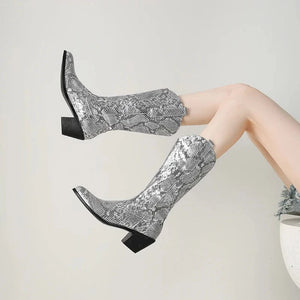 Cowboyboots med Ormskinnsmönster för Dam