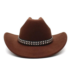 Cowboyhatt i filt med elegant nitbälte Brun / 56-58cm