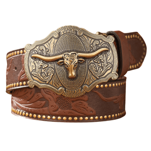 Cowboyläderbälte Nötkreatur Brun / 120cm