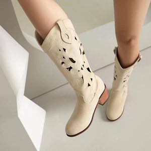Cowgirl Boots i Mocka med Utskärningar