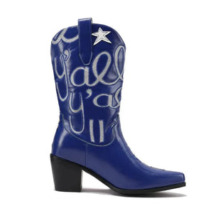 Cowgirl Boots med Stjärnbroderi