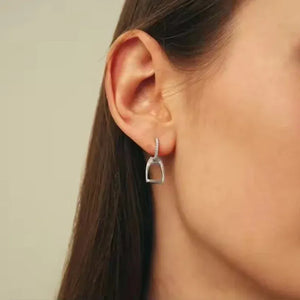 Delicate 100% 925 Sterling Silver fashion Horse Jewelry Simple Equestrian Horse Lover Hoop Earring Paved Mini CZ Dangle Earring