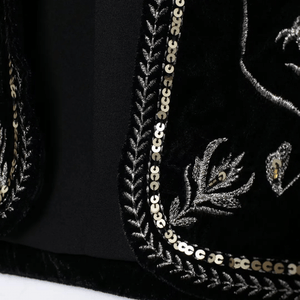 Elegant Broderad Väst i Svart