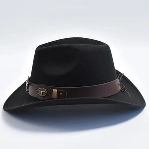 Filt cowboyhatt med oxhuvud