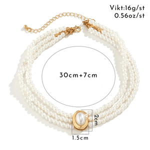 Flerradigt choker-halsband med turkosa pärlor