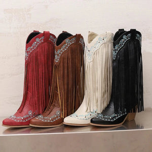 Fransboots med Broderi i Westernstil