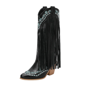 Fransboots med Broderi i Westernstil Svart / 35