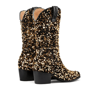 Höga Cowboyboots med Paljetter för Dam