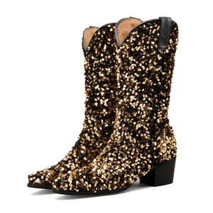 Höga Cowboyboots med Paljetter för Dam