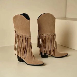 Höga Frans Cowboyboots i Mocka