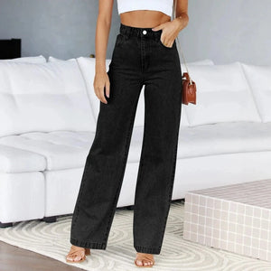Högmidjade jeans svarta Svart / S