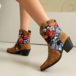 Korta Cowboyboots med Blommor