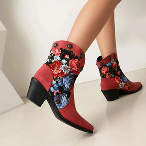 Korta Cowboyboots med Blommor