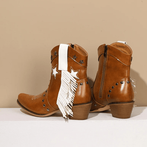 Låga Cowboyboots med Fransar och Stjärnor
