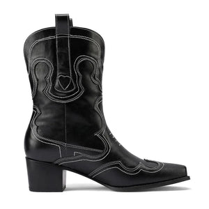 Låga Cowboyboots med Kontrastsöm för Dam