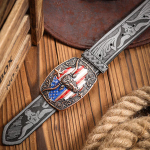 Longhorn westernbälte med USA-flagga